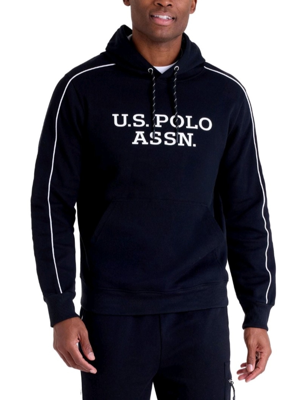 U.S. Polo Assn. Hoodie with White Logo and Piping